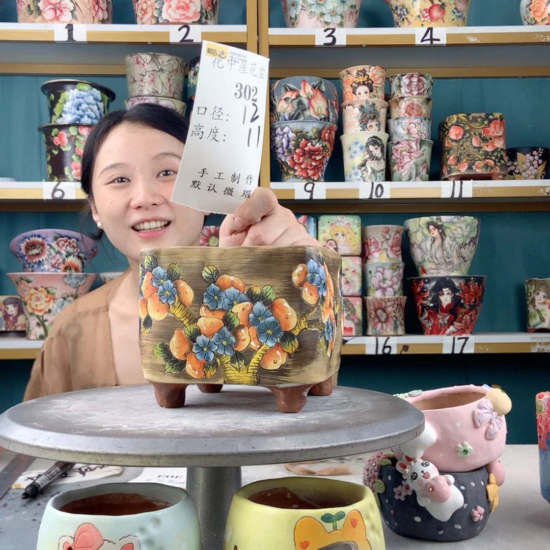 飘***雪景德镇手工花盆302