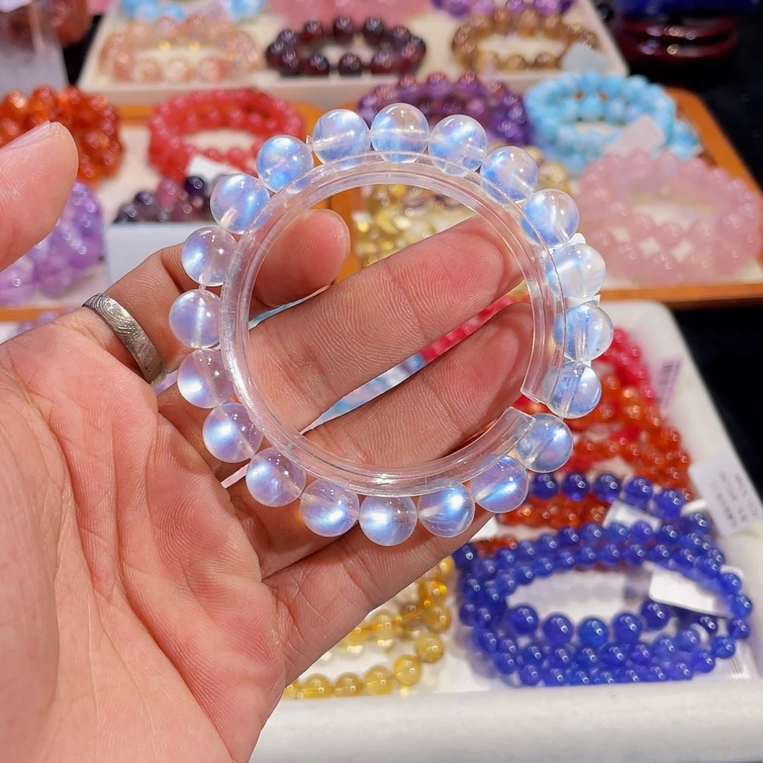 长石未镶嵌手链冰蓝月光9.7mm