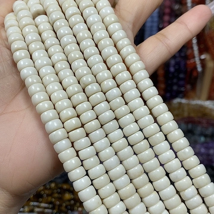 玛瑙/玉髓未镶嵌珠宝半成品天然白化石隔片卡7mm一条