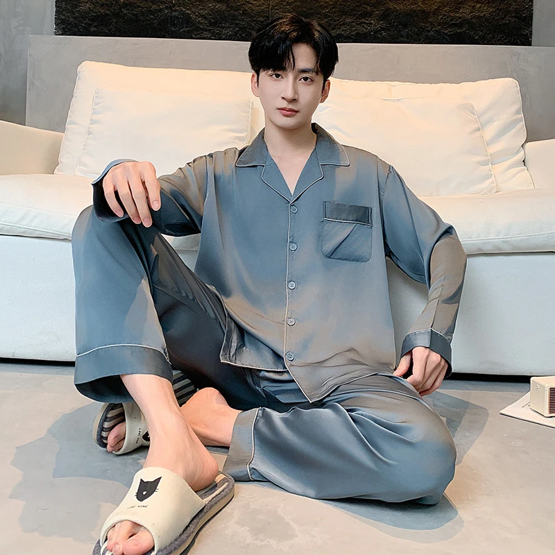 冰丝睡衣男士春秋季薄款仿真丝绸凉感夏天2025新款高级感家居服男