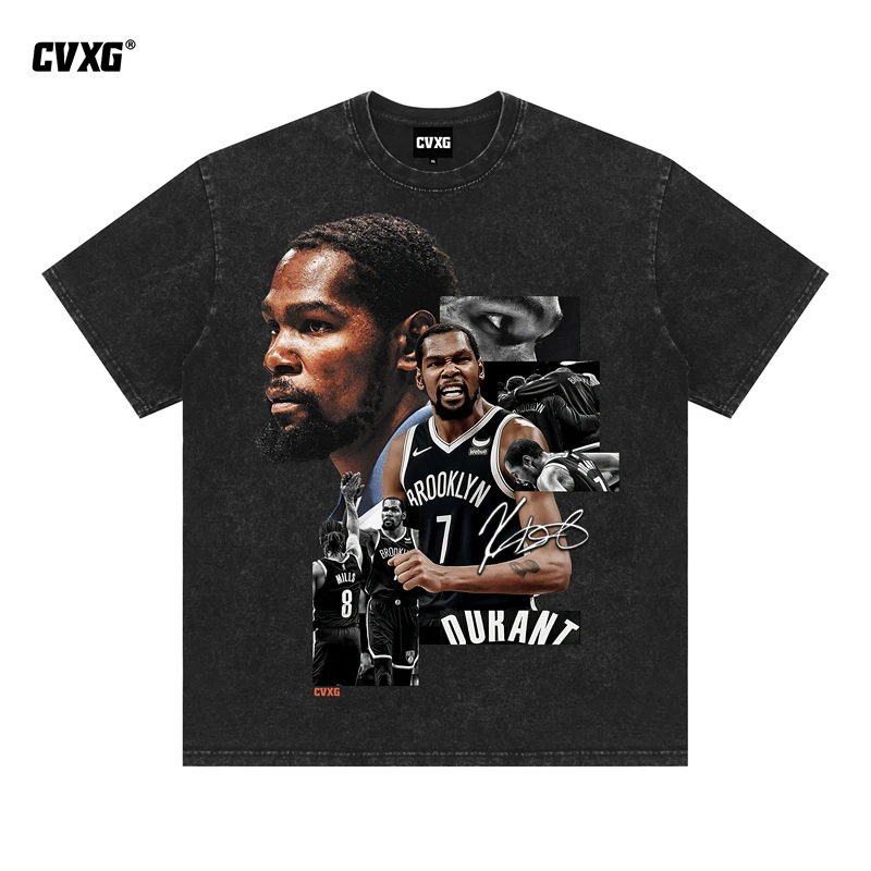 CVXG美式商店（死神杜兰特AB面）美式重磅纯棉T恤上衣篮球康利直喷