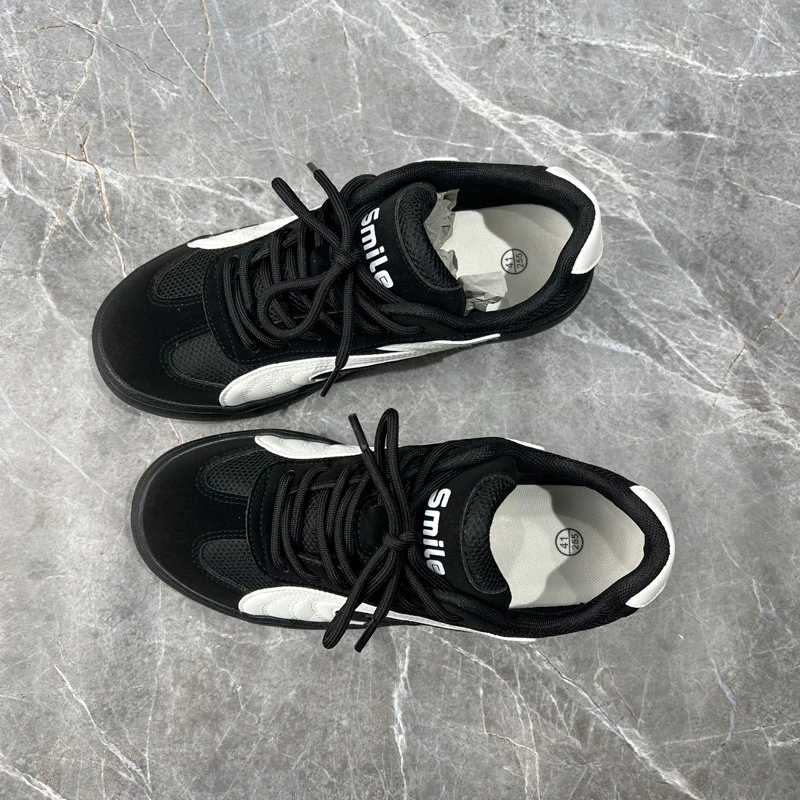 黑色男鞋子潮款秋季低帮百搭男士休闲运动板鞋ins韩版潮流德训鞋