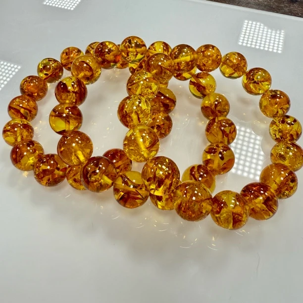 【小宝晶选】天然花珀单圈手链 多样性发一件 约12mm 472XBLF