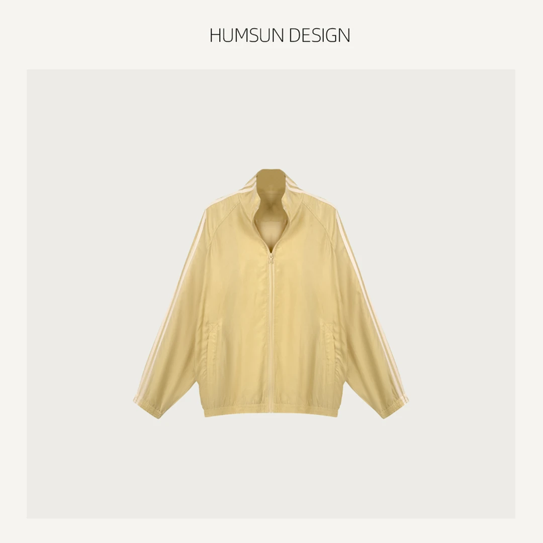 HUMSUN/禾木笙「冰柠茶」进口砂洗雾面铜氨柔滑垂感拉链外套 5B410