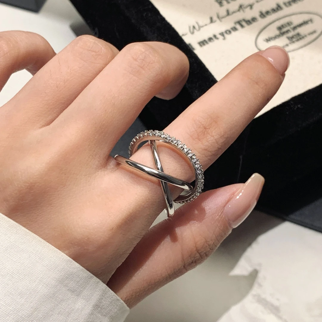 【叠奏曲】三环叠戴戒指小众高级感交叉设计百搭食指戒