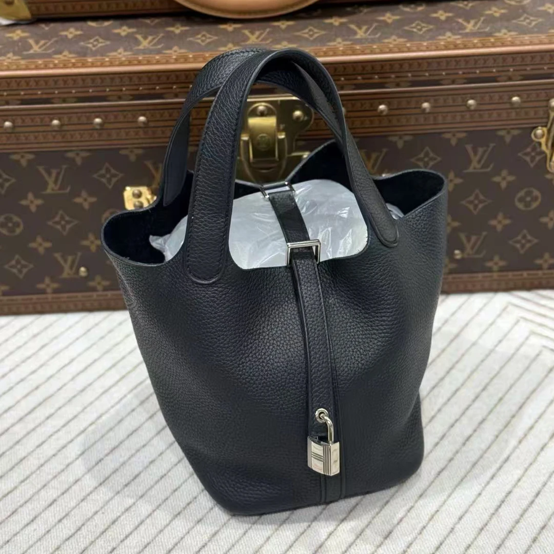 99新 Hermes/爱马仕 贝贝/黑银菜篮子18包