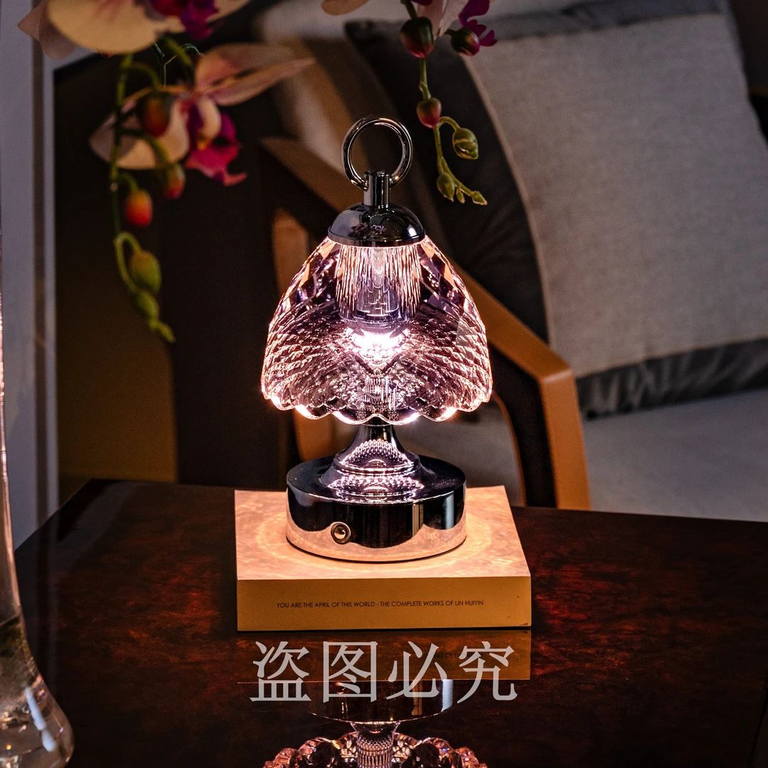 【铃兰-粉色】小夜灯高端居家床头柜边几氛围感水晶琉璃摆件WG0088