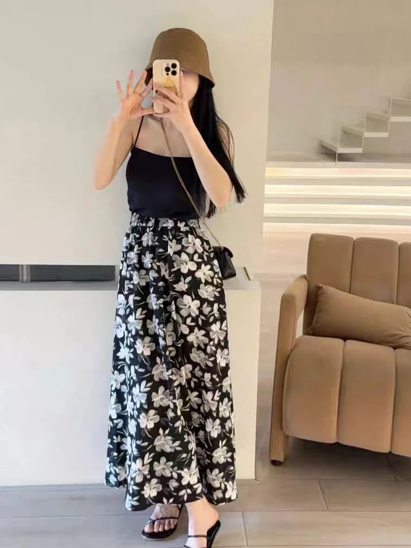 半身裙简约潮流女士中长款时尚复古碎花百搭H850