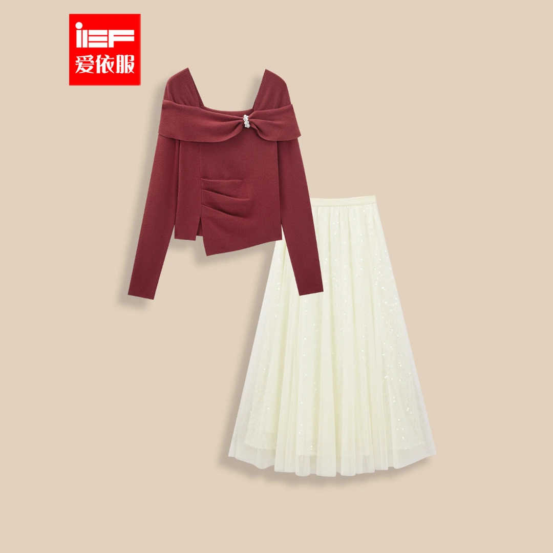 IEF/爱依服2025冬季新款两件套法式温柔风气质时尚通勤上下套裙