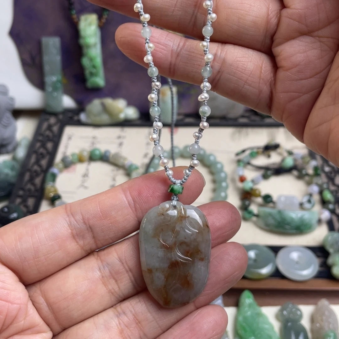 翡翠未镶嵌颈饰设计款特色叶子项链
