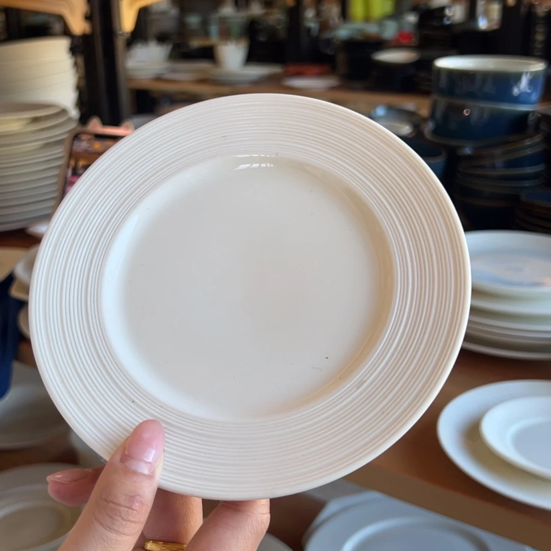 新骨瓷042瑕疵慎拍 白丝线 6.5寸 骨碟