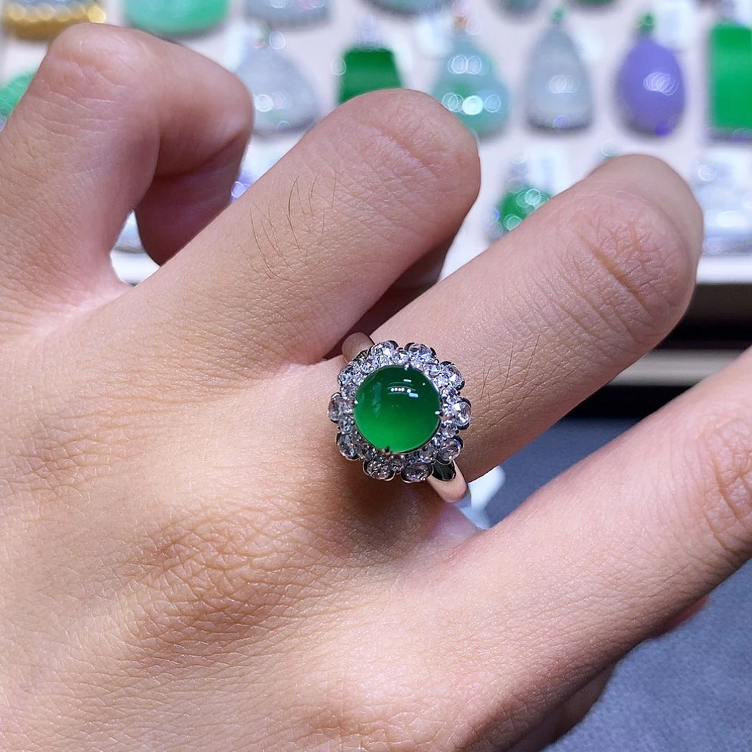 吊坠(不含链)18K金镶嵌翡翠翡翠吊坠