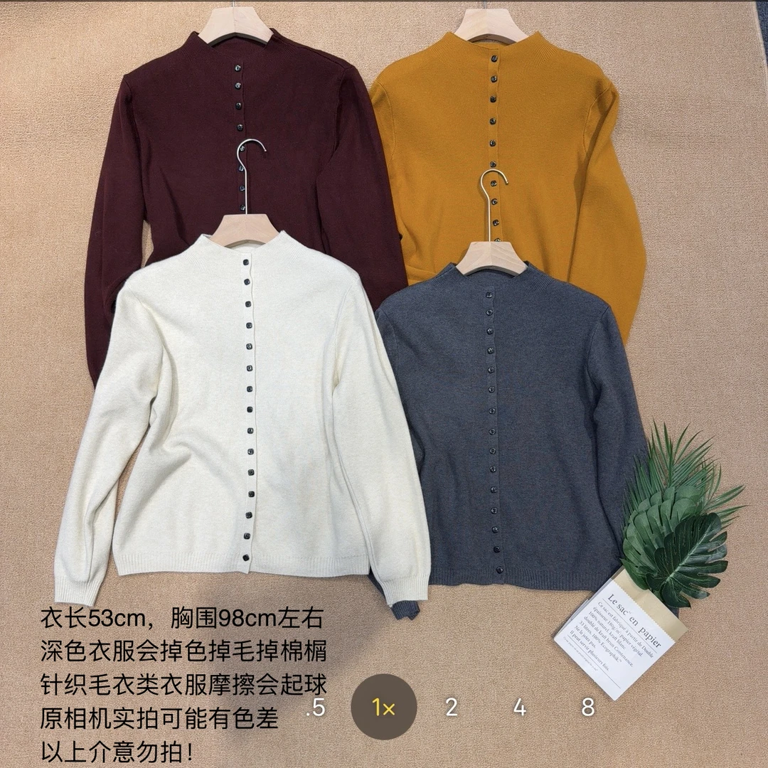 【小妹店】半高领单排扣针织衫