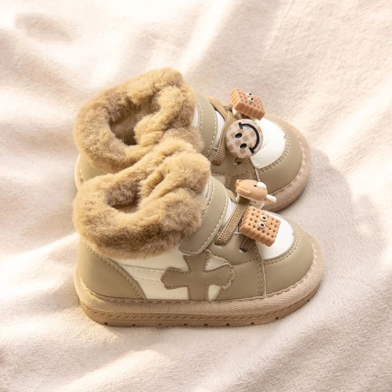 15-25码男童加绒加厚短靴宝宝雪地靴婴儿女宝棉鞋冬季软底学步鞋