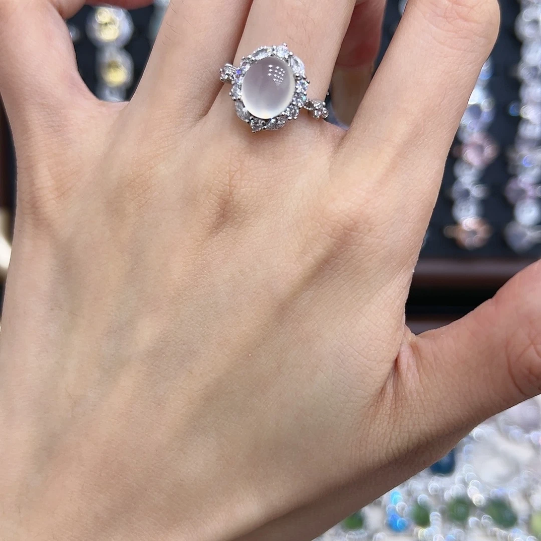 岫玉银S925镶嵌戒指