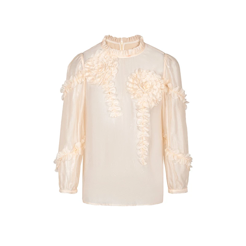 【丽公主】商场同款春秋新品立体盘花设计上衣N023A41229