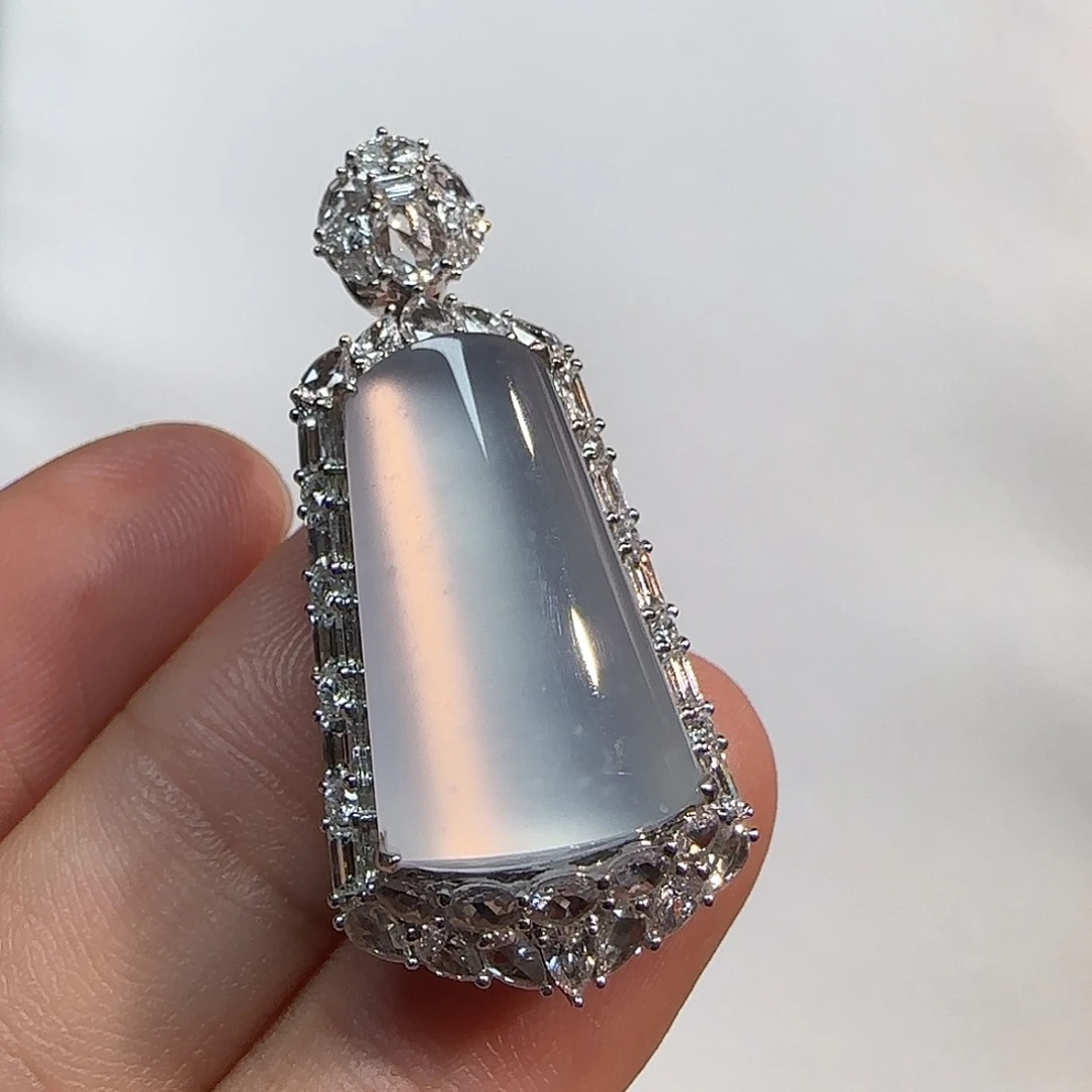 翡翠18K金镶嵌吊坠(不含链)无事牌