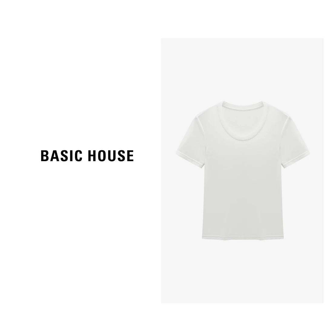 Basic House/百家好夏秋时尚休闲舒适简约百搭T恤-B0625H5U582