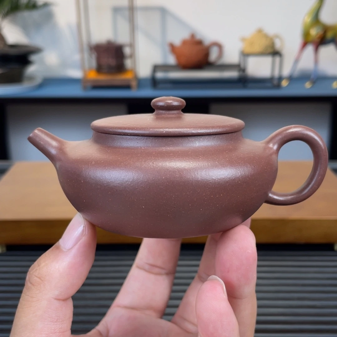 茶壶紫砂紫泥扁晨150cc