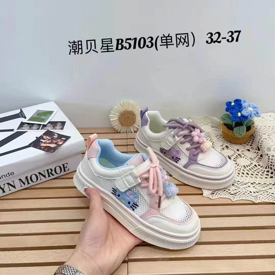 LL  2025夏季儿童可爱彩色系侧面小猫百搭休闲鞋  B5103