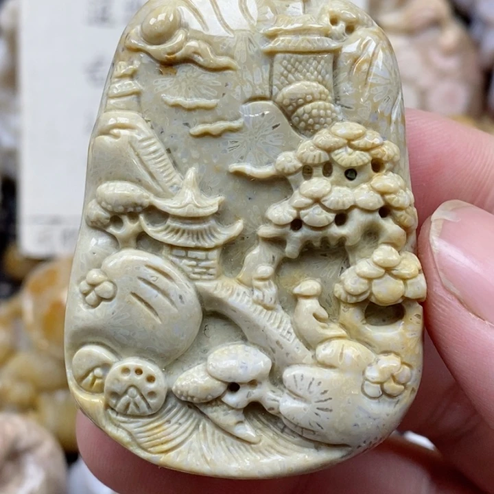 颈饰未镶嵌硅化珊瑚（珊瑚玉）
