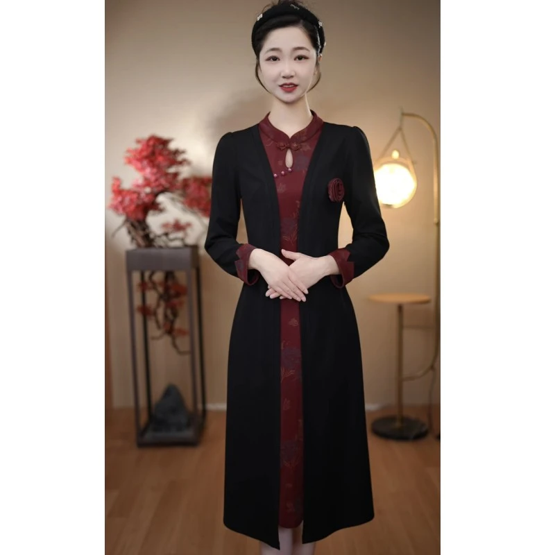 （CS1）2025夏季新款妈妈气质改良旗袍连衣裙【裙角飞扬】