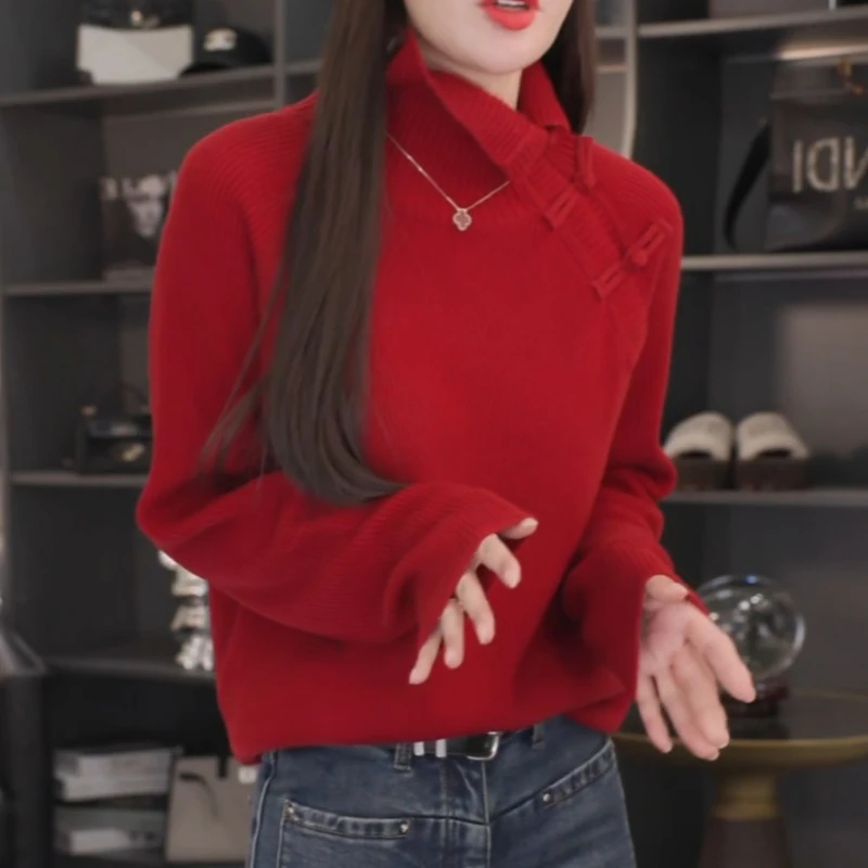 『国潮新风』新款时尚设计师高领毛衣上衣LK2509033