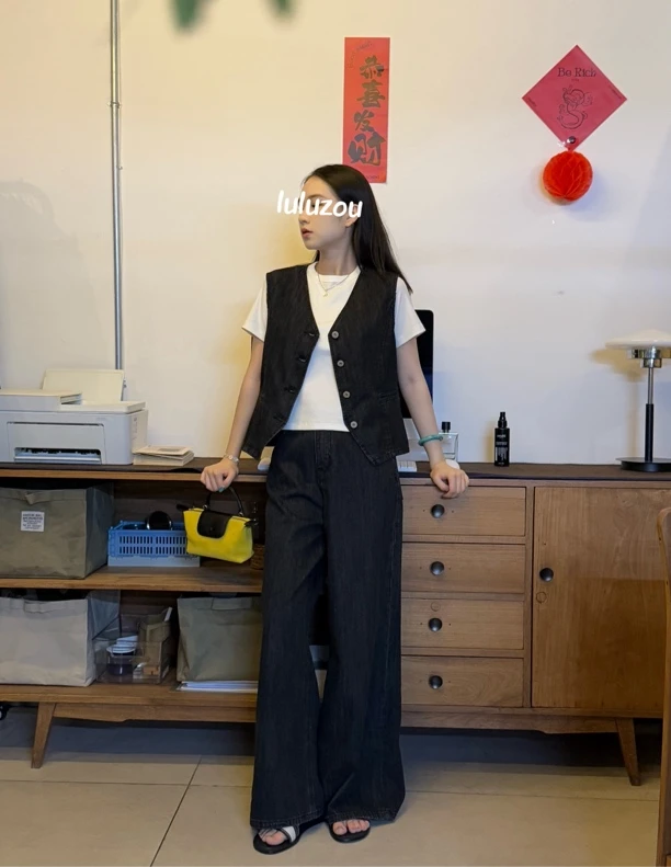 LULUZOU水洗直筒牛仔裤0476