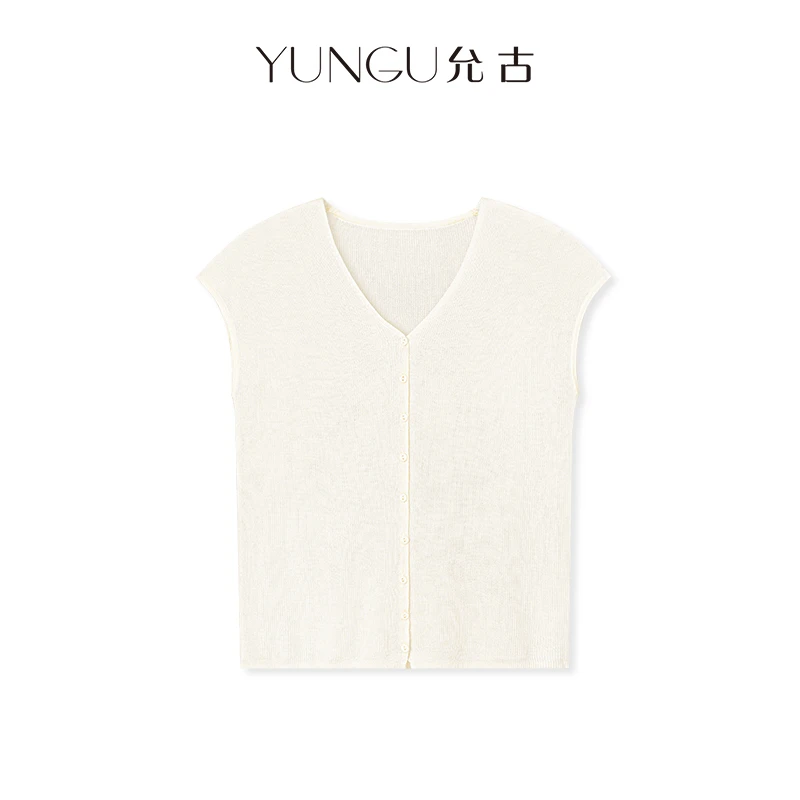 YUNGU允古 时尚女装夏季舒适百搭显瘦针织天丝醋酸开衫上衣
