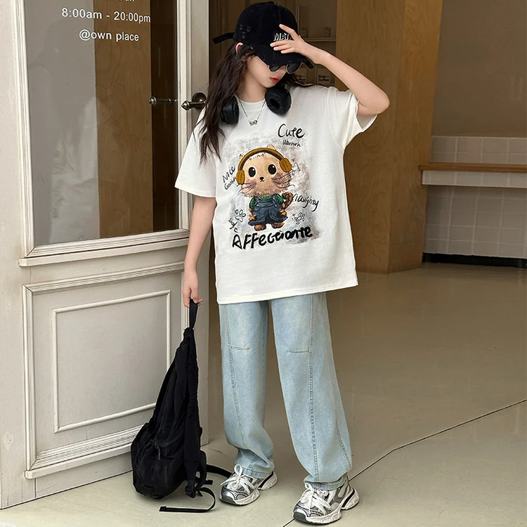 女童夏季休闲宽松短袖2025新款套装大童儿童夏款薄款T恤洋气夏装