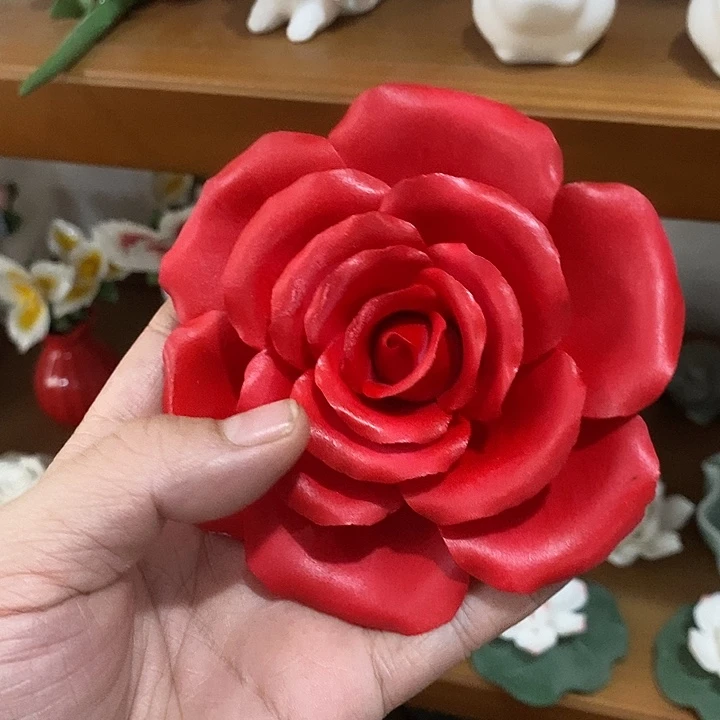 瓷片纯手工陶瓷花摆件瑕