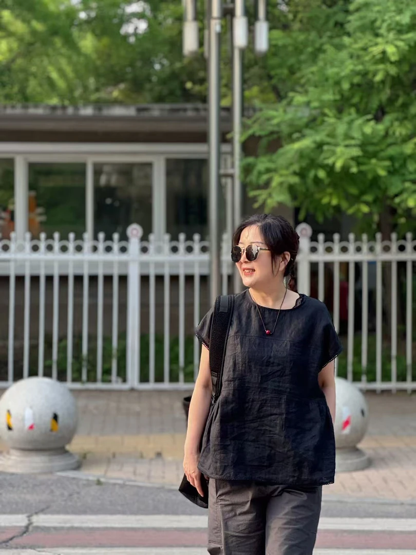 251729【燕子优选】菲玛掂休闲百搭时尚减龄亚麻上衣