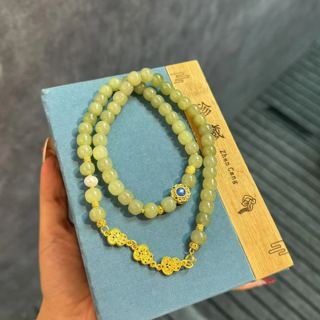 【 春绿晚尔 】大甜原创定制和田玉妈妈链 手链项链两戴款新中式