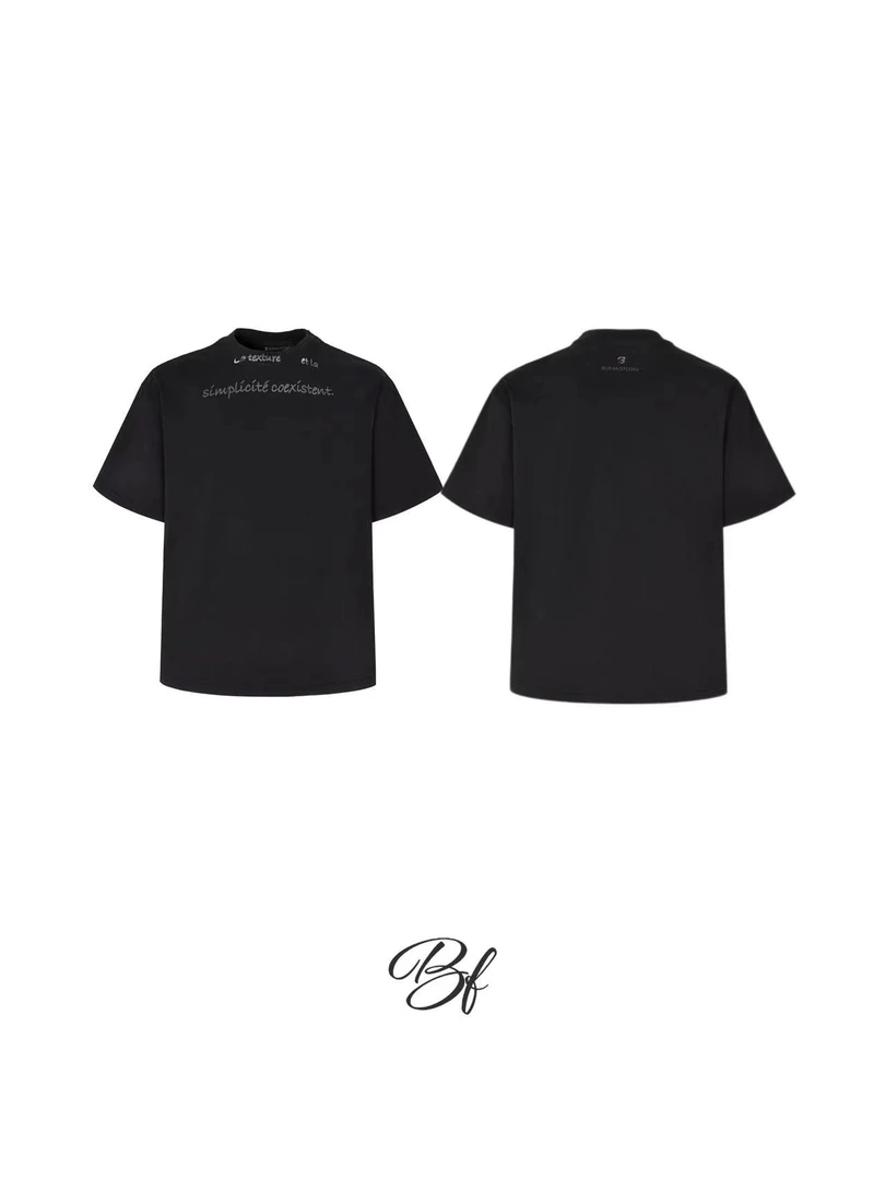 BUFANSTUDIO“兼并”简约标语印花短袖炒盐水洗VintageT恤夏休闲