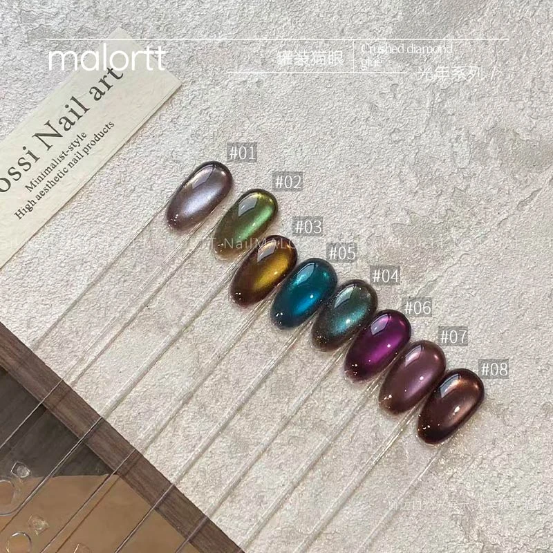 麦鹿 光年系列 棕底蓝光深色黑底秋冬双光碎钻玻璃珠猫眼甲油胶