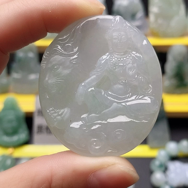 翡翠未镶嵌吊坠(不含链)文殊菩萨