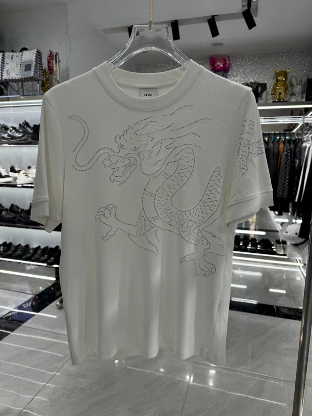 轻奢欧货工艺短袖圆领厚半袖舒适透气龙图短袖