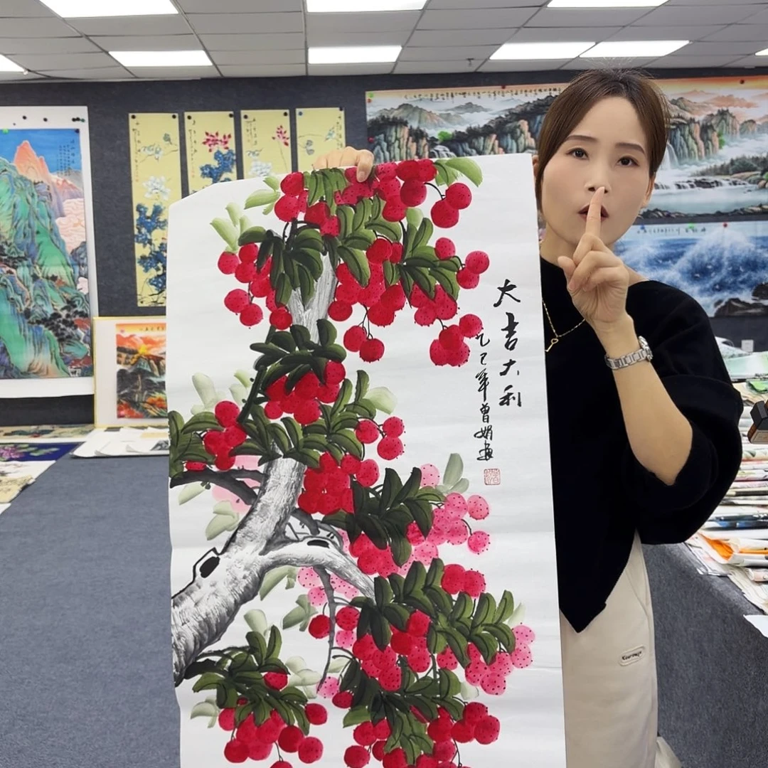 国画作品小姐姐放漏中