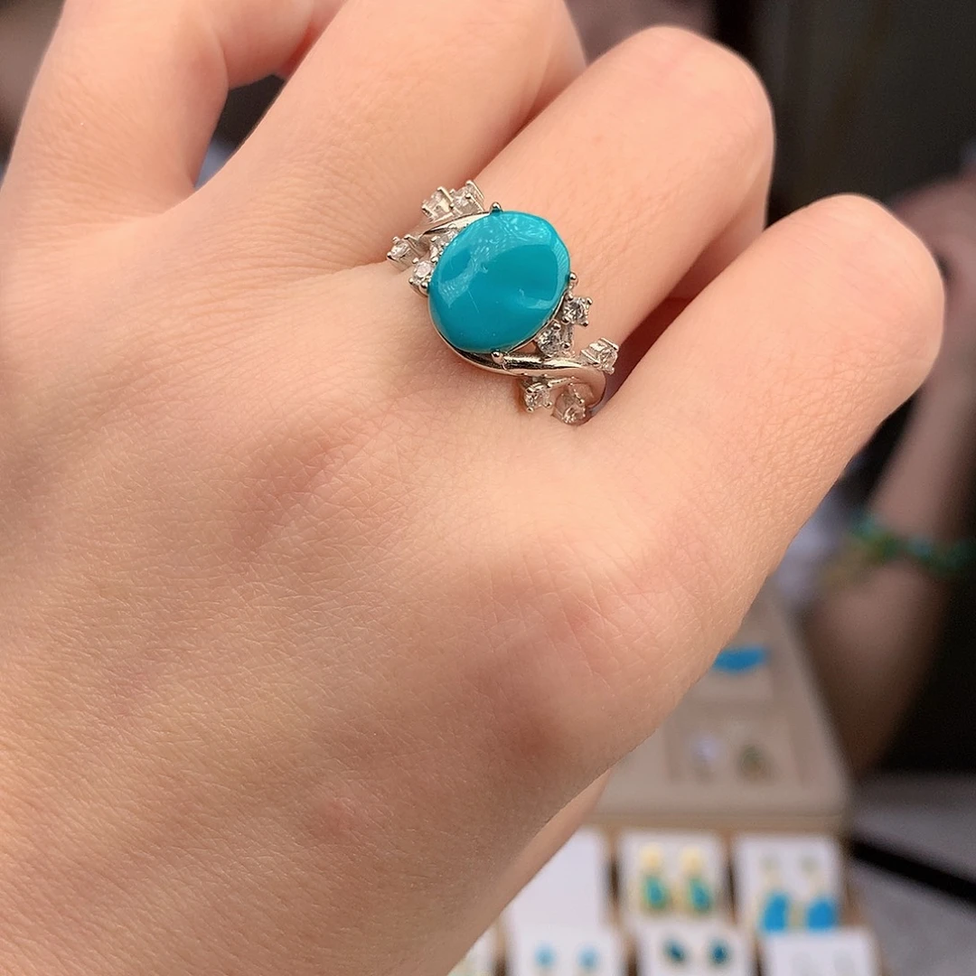 绿松石银S925镶嵌戒指