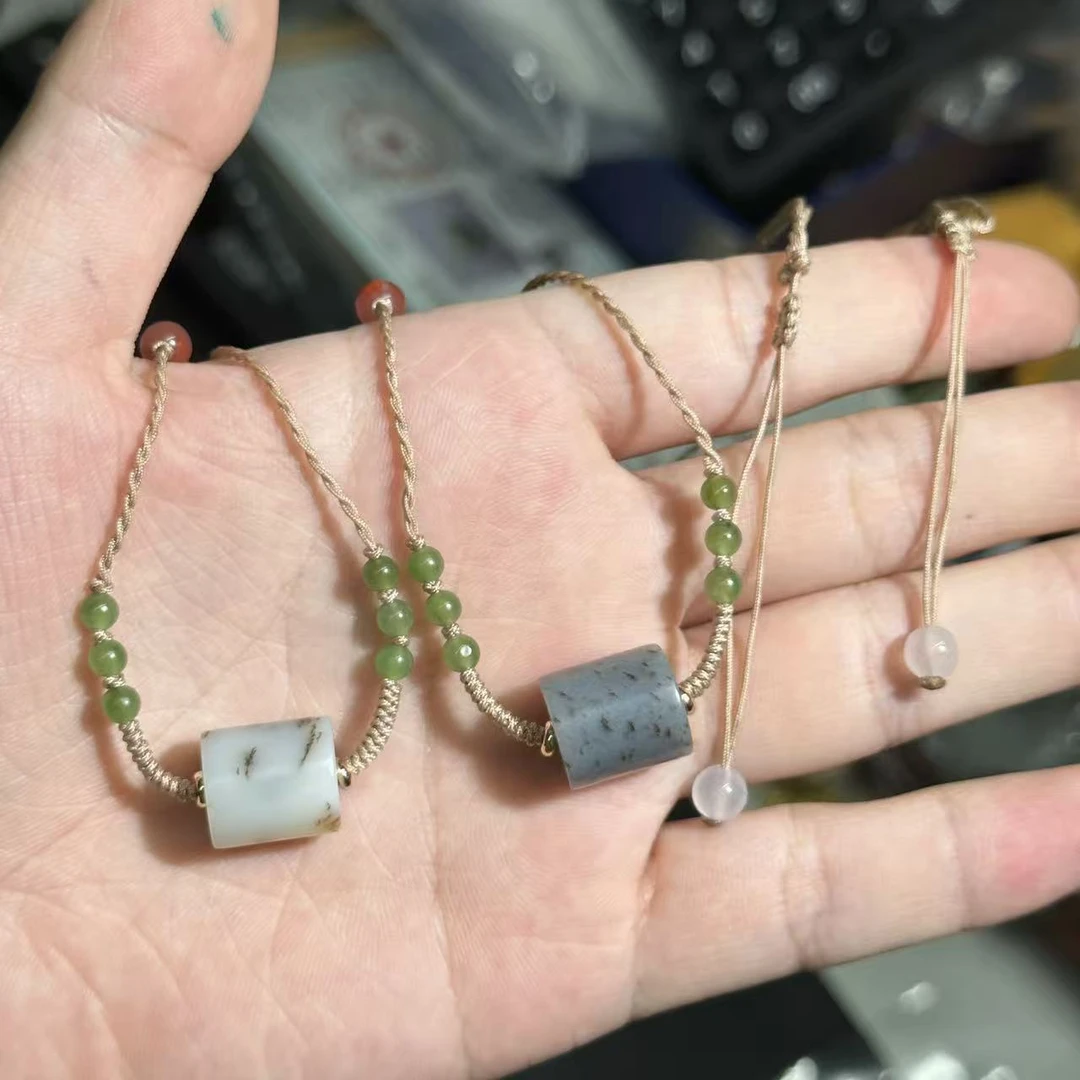 【T59】和田玉桂花糕项链多样性发其一