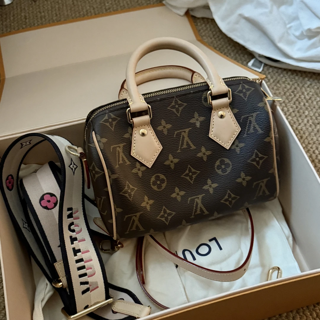 95新 LouisVuitton/路易威登 lv 老花speedy 20手提斜挎包