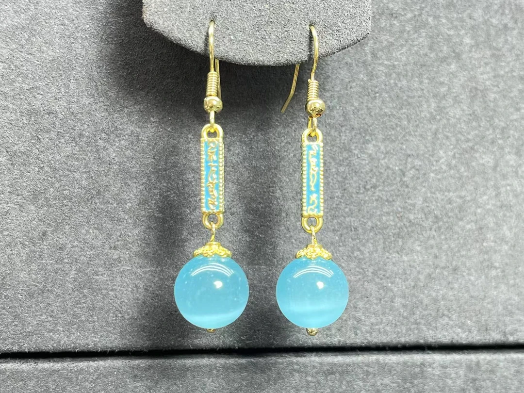 铜合金珐琅耳饰 合金珐琅 蓝色天合石耳饰 经典复古时尚女必备043