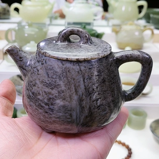 和田玉未镶嵌挂件茶壶230ml
