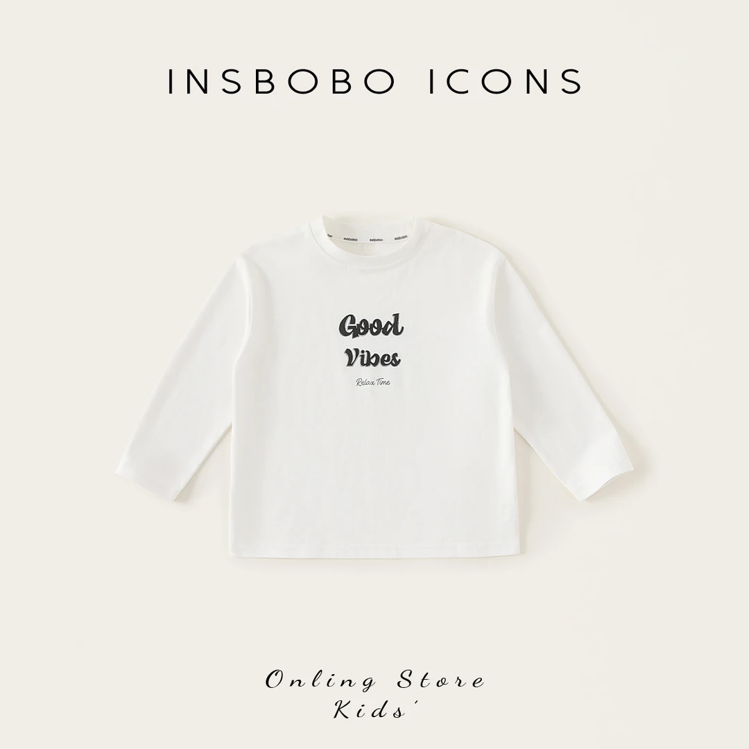 INSbobo儿童圆领卫衣春季新品休闲上衣字母印花休闲T恤CT65018