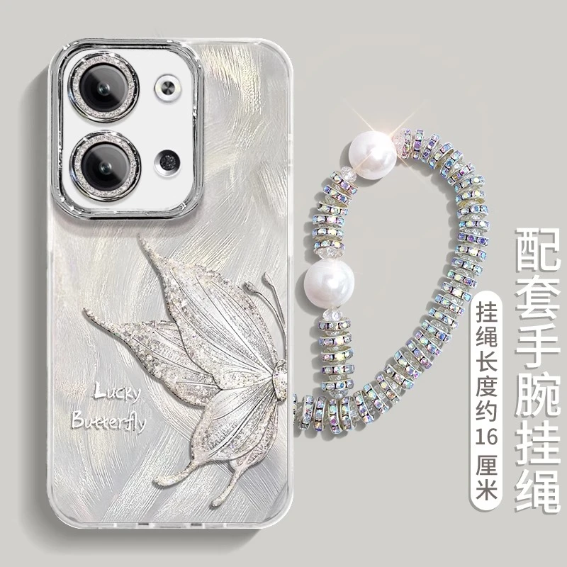 蝴蝶适用OPPOReno14pro手机壳防摔reno13自带镜头膜支架全包女款