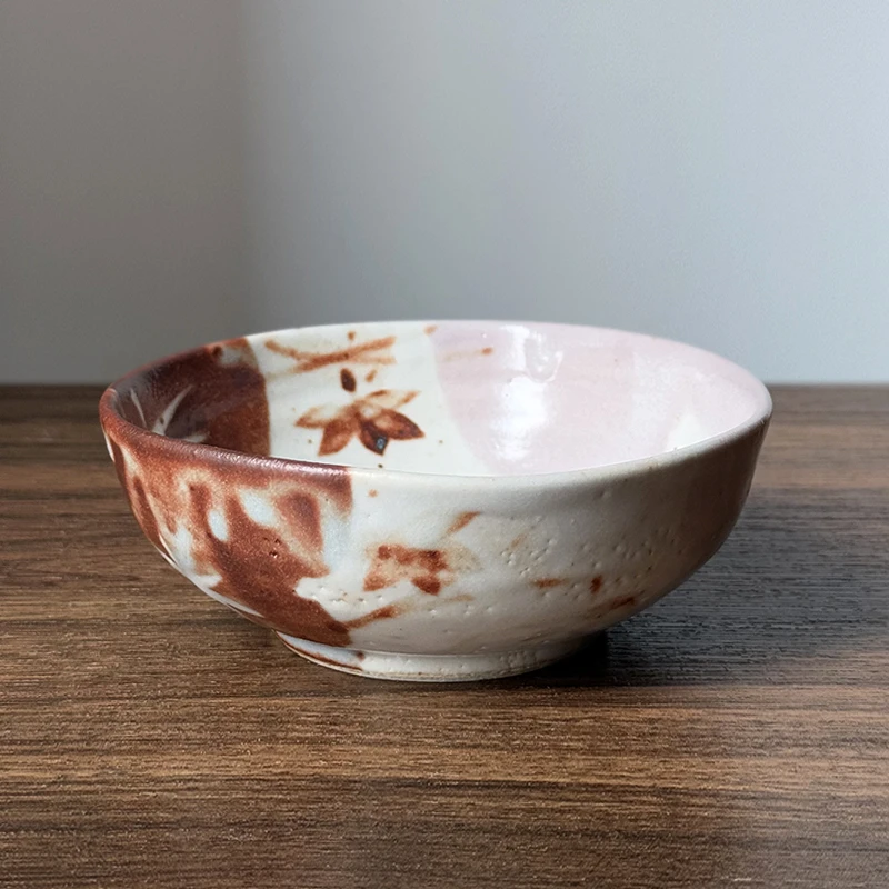 日本进口志野烧-春秋中鉢碗复古大碗陶瓷粗陶釉下彩饭碗纯手工