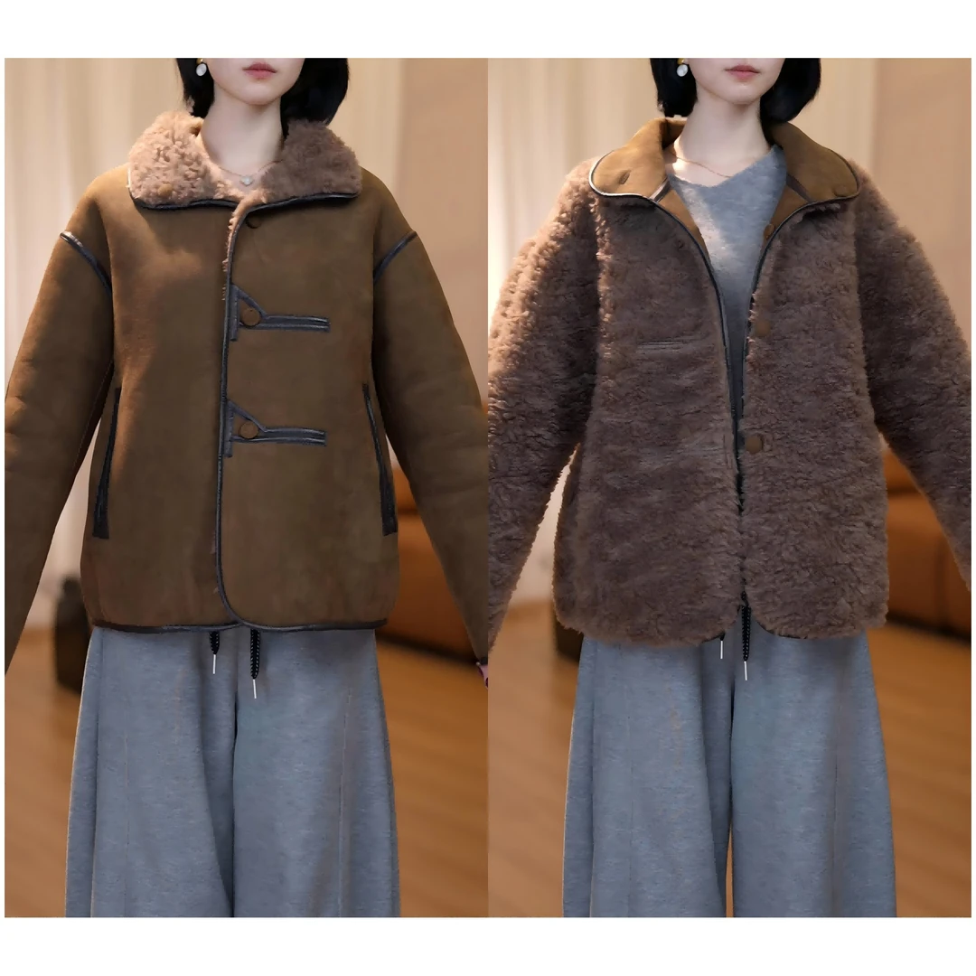 【现货】【6008】100%羊毛外套宽松显瘦时尚加厚保暖-菲