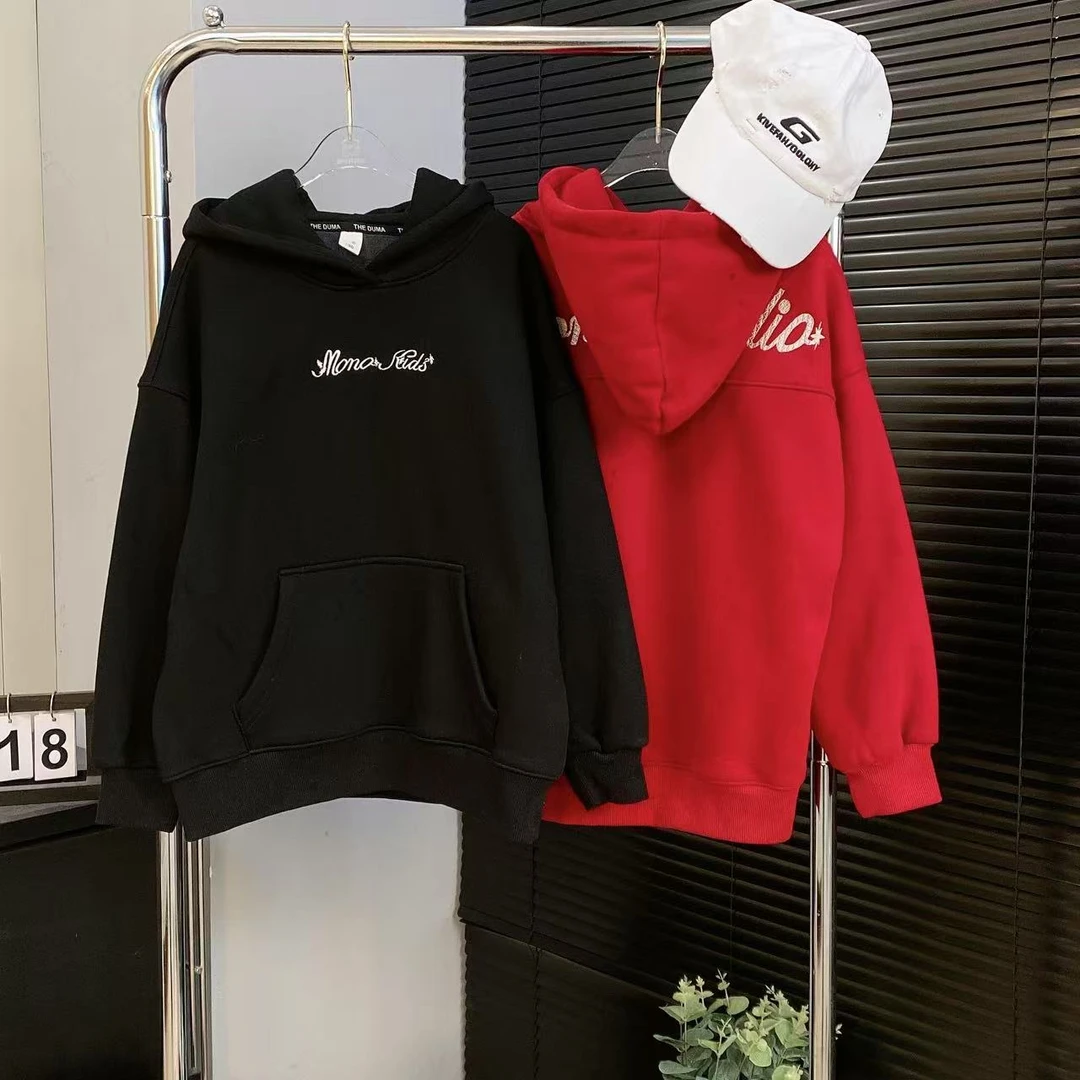 【嘟妈童装】男童冬季加绒连帽卫衣中大童加厚长袖帽衫宽松6288