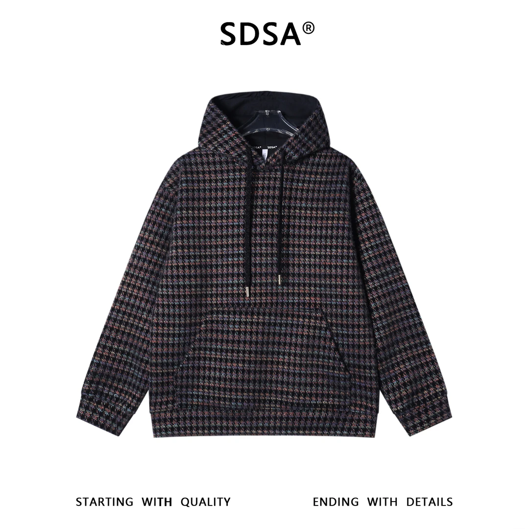SDSA秋冬新款痞帅男装韩版撞色彩色提走完抽绳连帽卫衣情侣百搭
