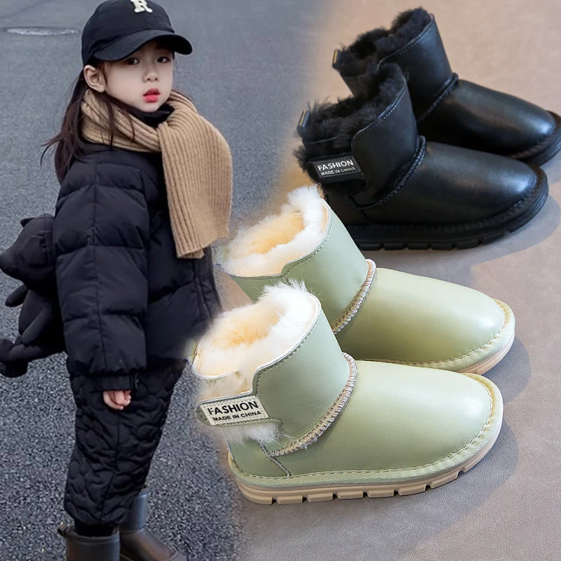 儿童加绒加厚雪地靴2024年冬季新款女童防滑防水保暖大棉靴1090-1